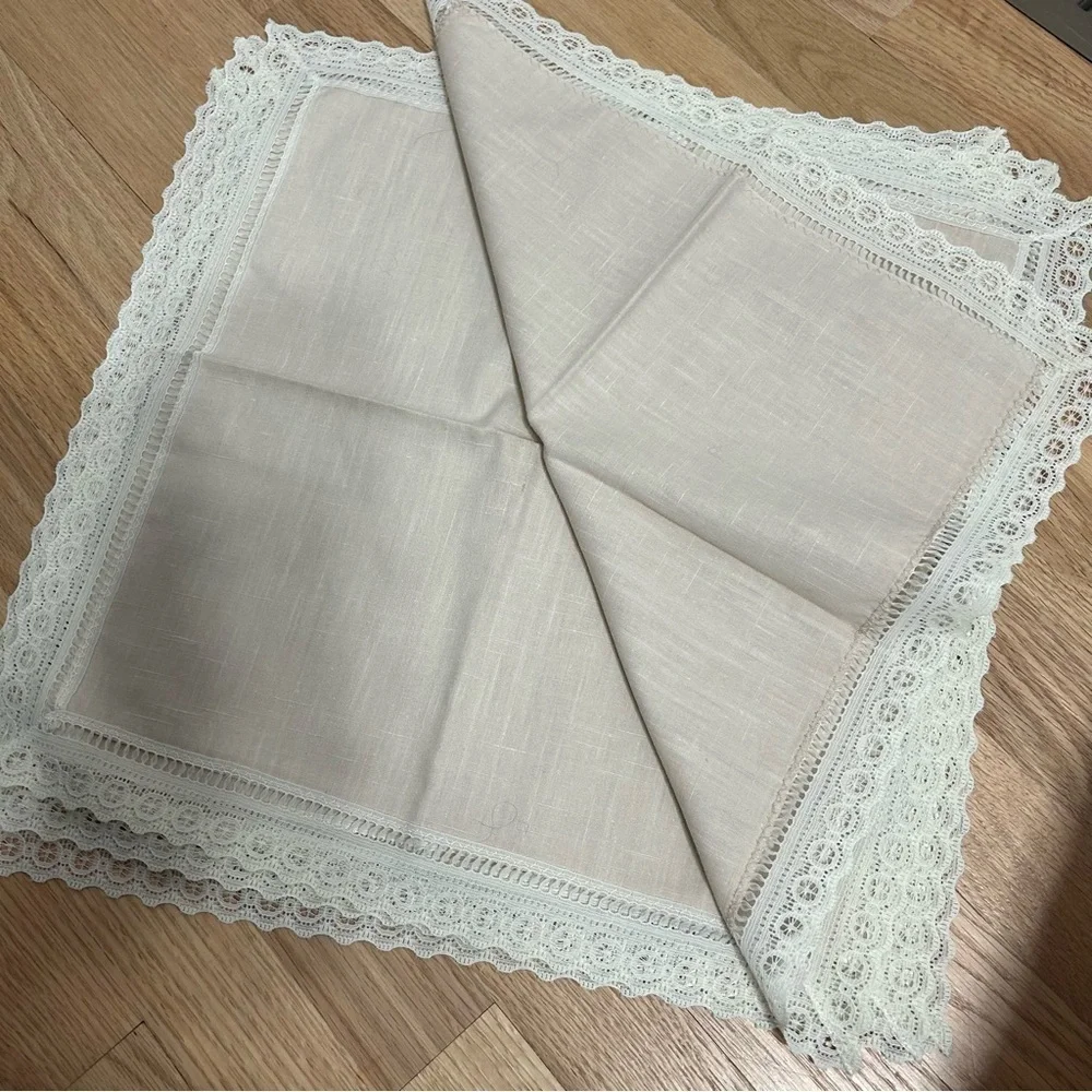 Vintage Lace Tan Napkins Doily 4 Pack Bundle Wedding Decor Boho Cream